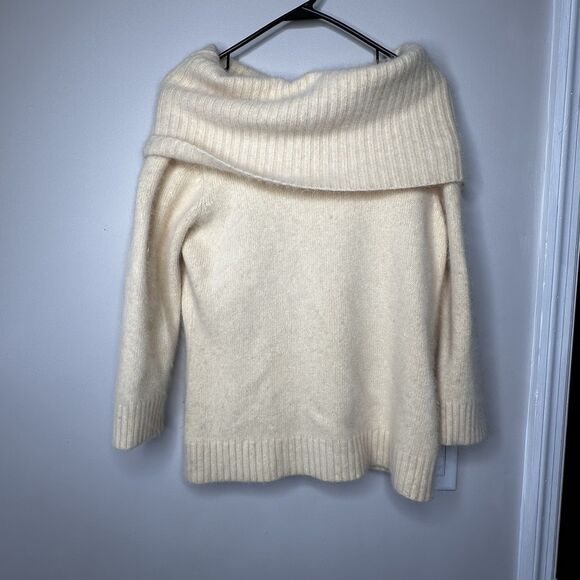 Finity Sweater Ivory Cream Off Shoulder Lambswool Angora Sz Large - Picture 1 of 3